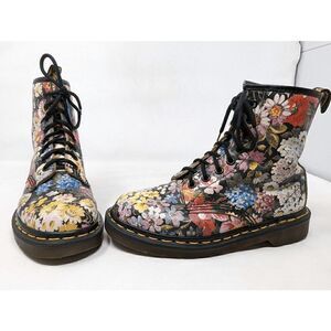 DR. DOC MARTENS 1460 8 HOLE SIENNA MILLER FLORAL BOOTS ENGLAND MADE SIZE 6 US